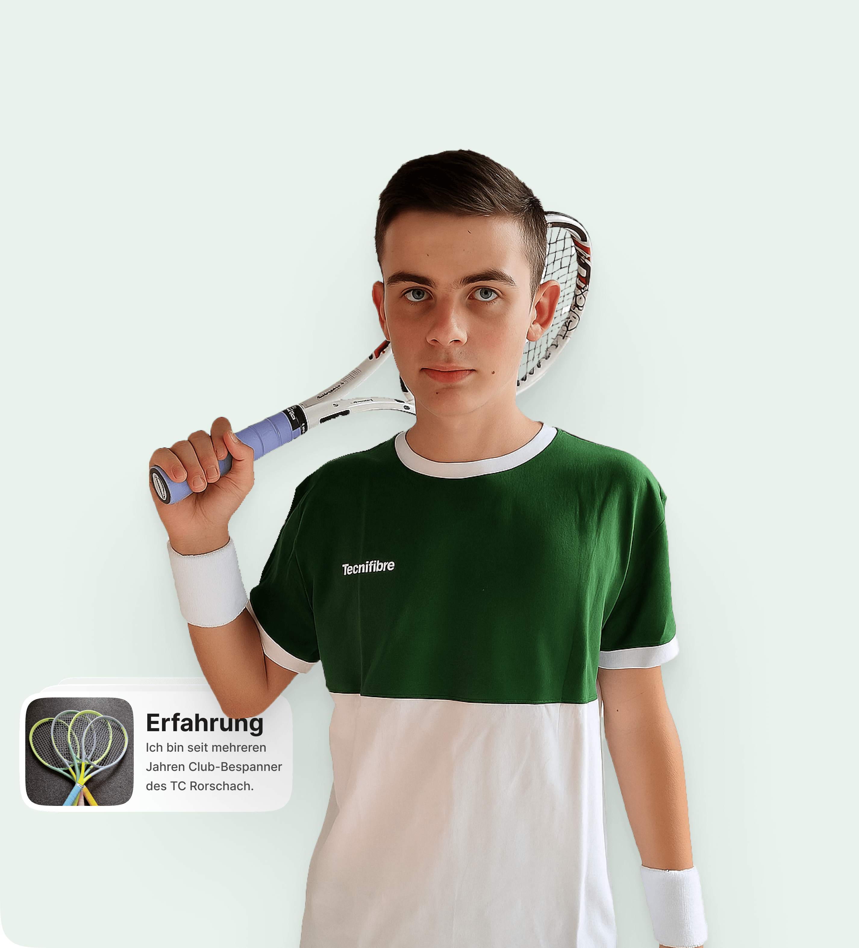 Tennis player with racket